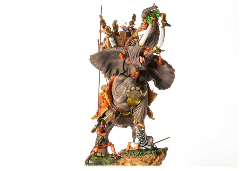 Verlinden 54mm Khmer War Elephant Diorama Kit - 1/32 Scale Resin Model With 3 Soldiers For Collectors