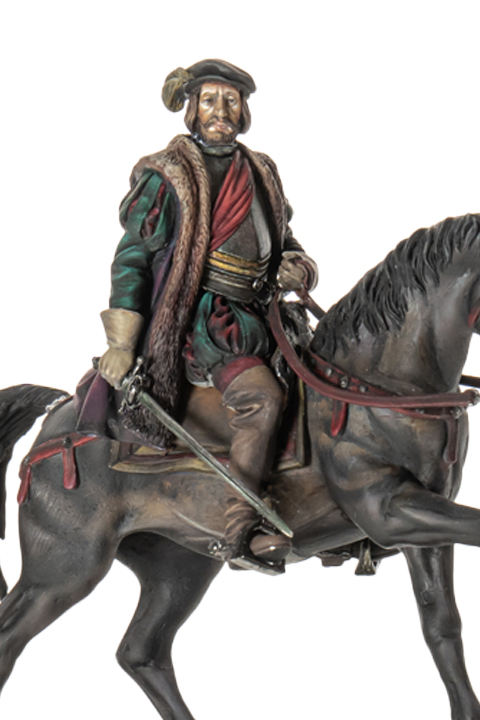 Hernan Cortes on horseback